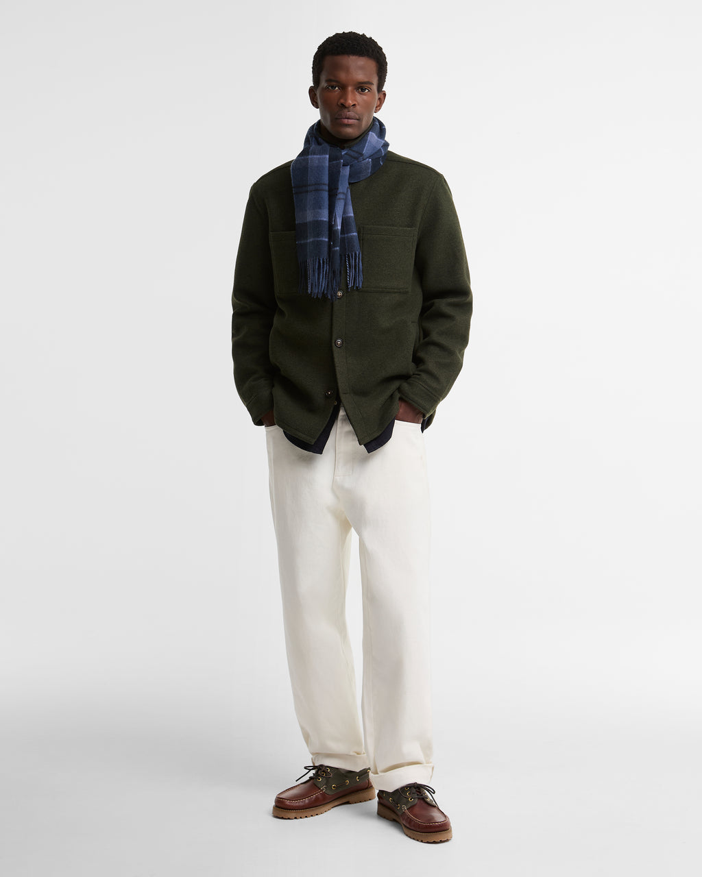 Mineral Tartan Scarf in Midnight Loch – product view
