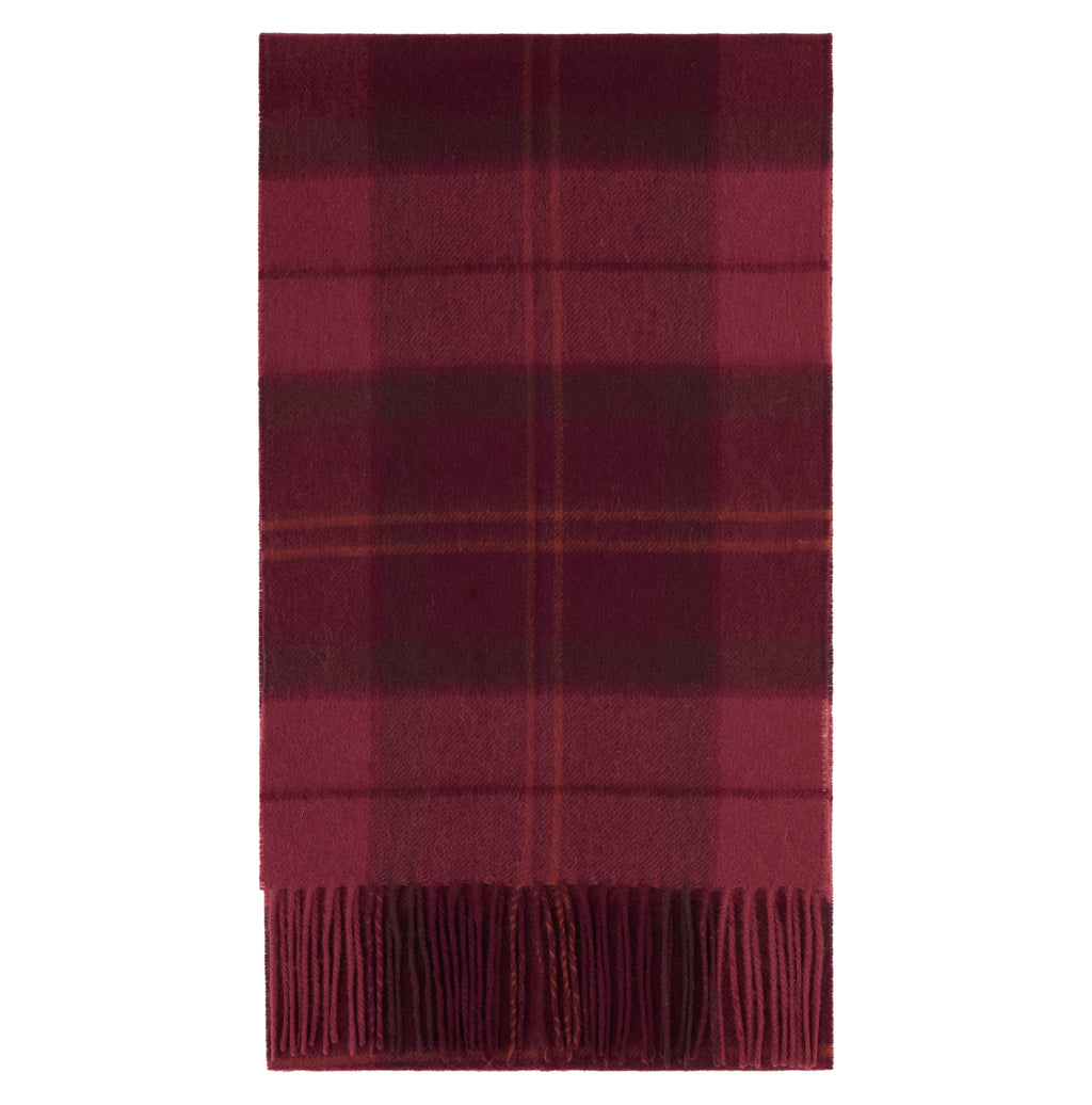 Mineral Tartan Scarf in Crimson Heather – folded view