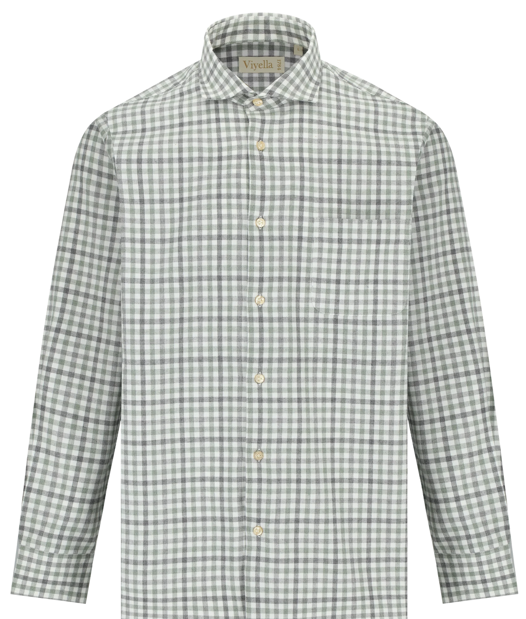 Viyella VM4611-228 Loden Green tattersall brushed cotton shirt, full front