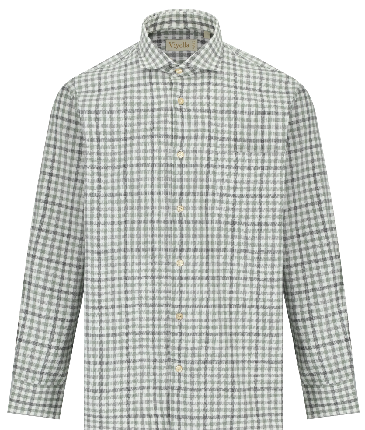 Viyella VM4611-228 Loden Green tattersall brushed cotton shirt, full front