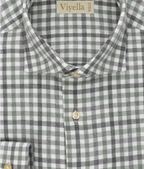 Viyella VM4611-228 Loden Green tattersall shirt, collar and fabric detail