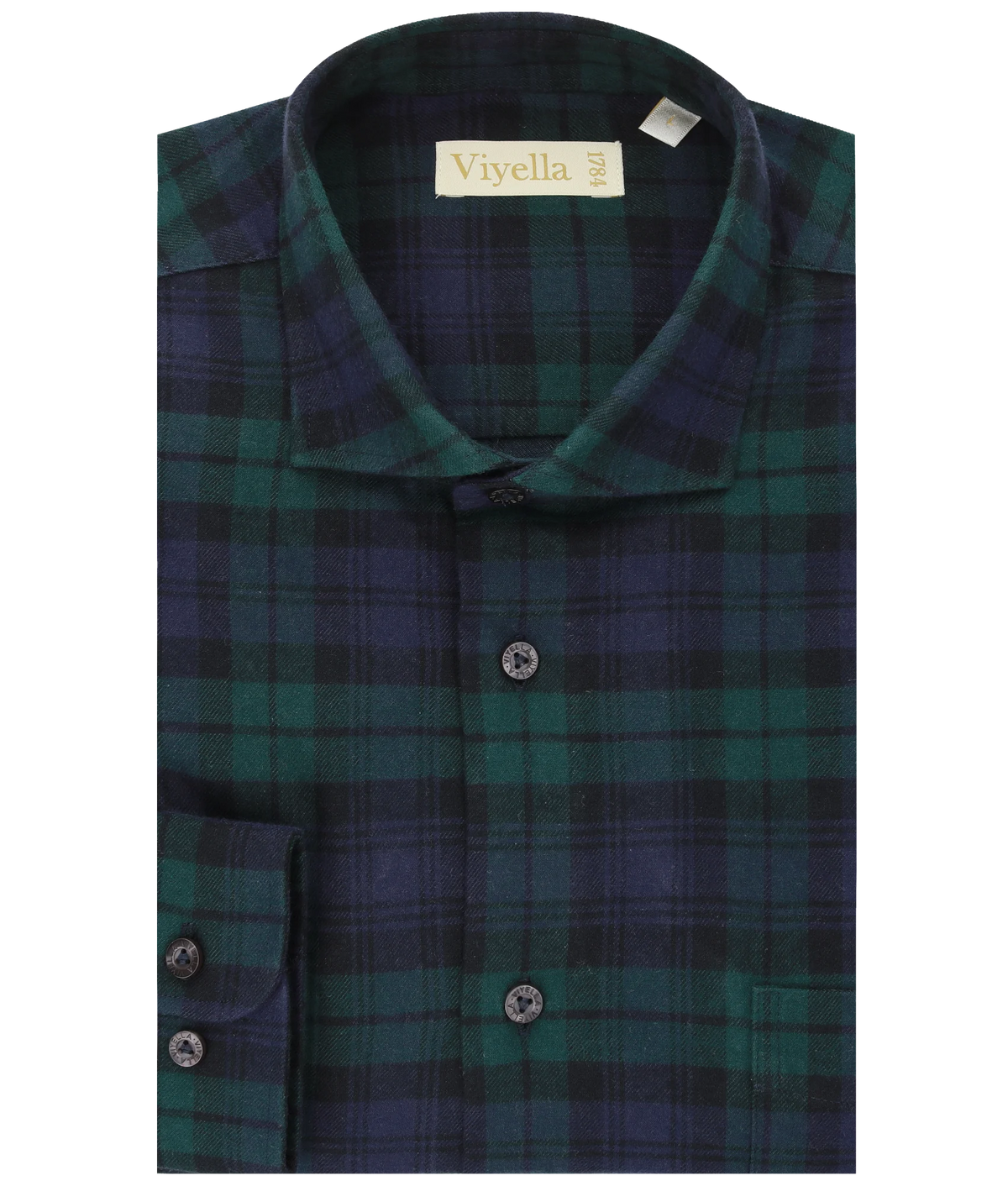Viyella VM4613-265 Blackwatch tartan brushed cotton shirt, folded front
