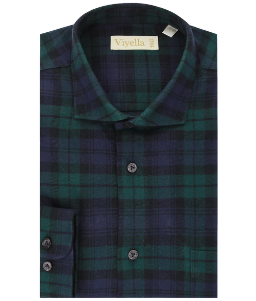 Viyella VM4613-265 Blackwatch tartan brushed cotton shirt, folded front
