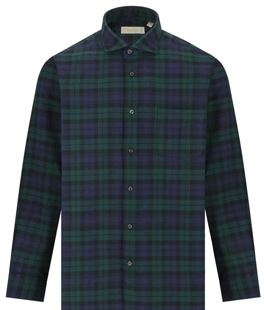 Viyella VM4613-265 Blackwatch tartan brushed cotton shirt, full front