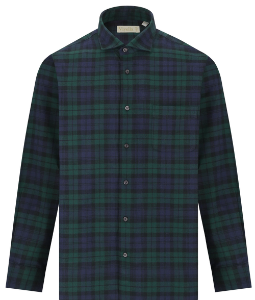 Viyella VM4613-265 Blackwatch tartan brushed cotton shirt, full front