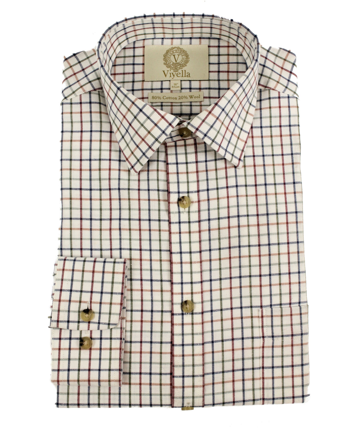 Viyella VY0110-216 Plum medium tattersall shirt, folded front