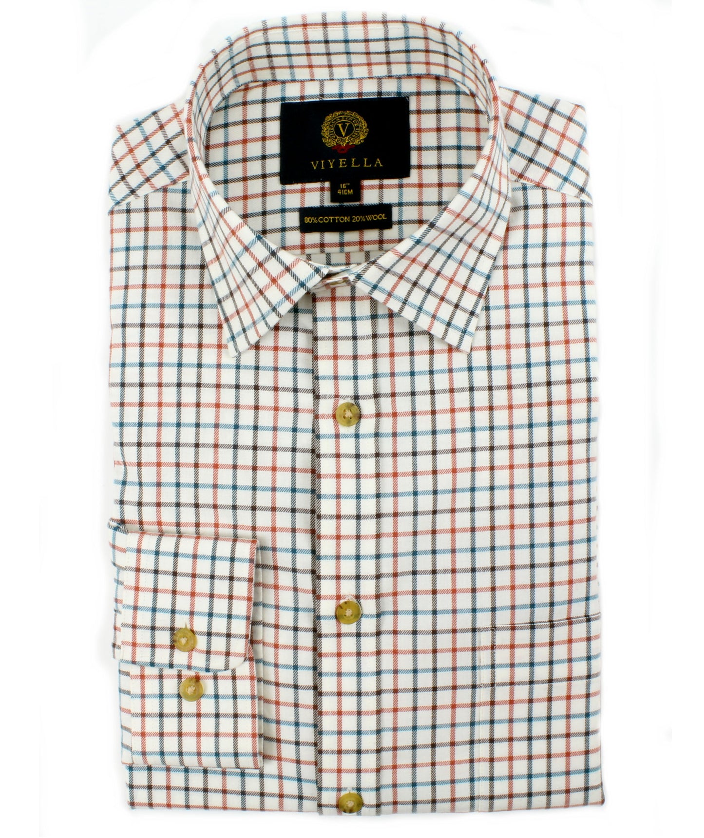 Viyella - Medium Tattersall Shirt | 80% Cotton 20% Wool - size: 15 1/2"