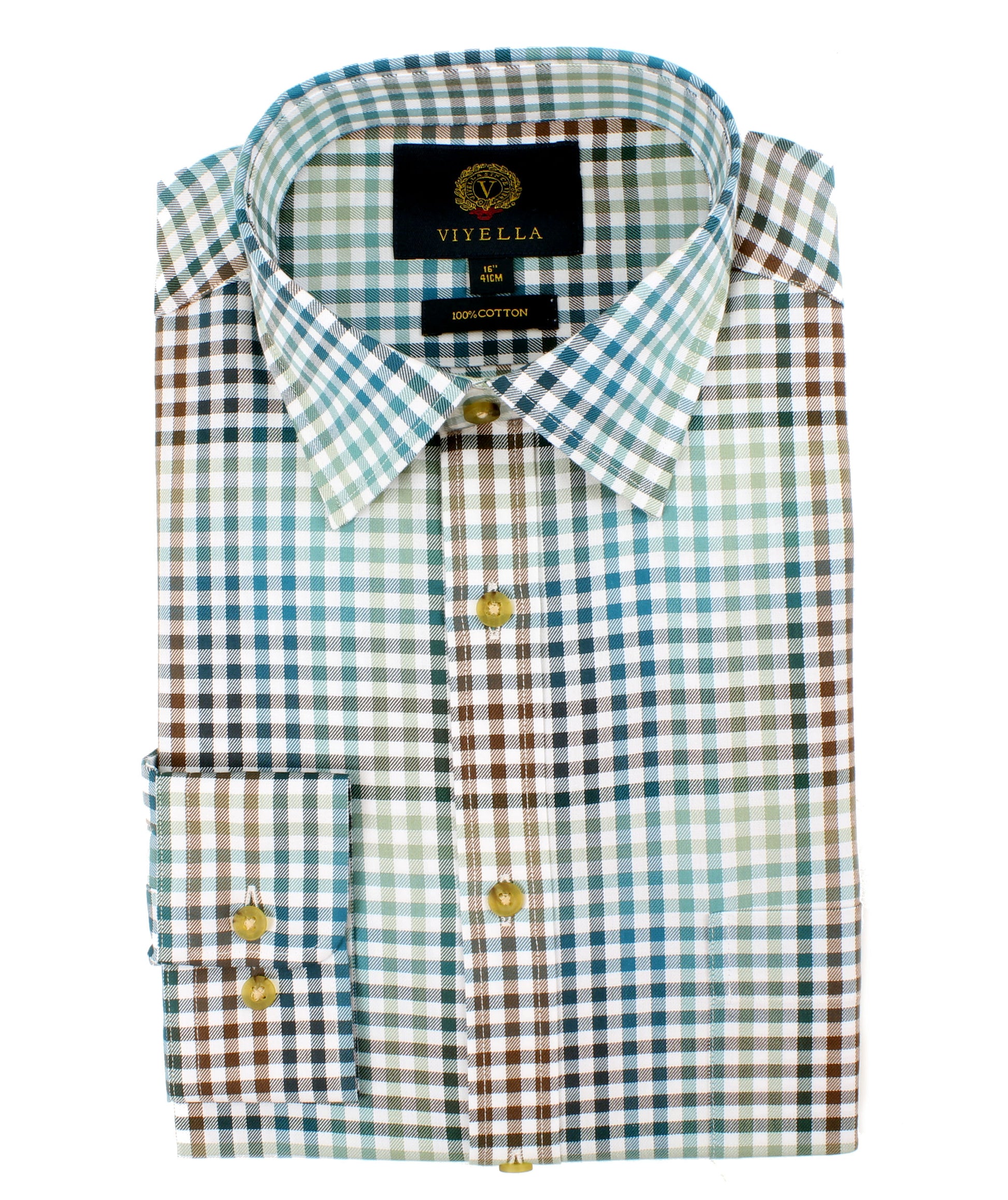 Viyella - Ombre Check Shirt - size: 15 1/2"