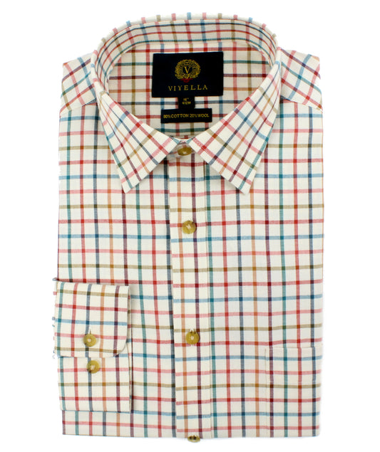 Viyella - Tattersall Shirt | 80% Cotton 20% Wool - size: 15 1/2"