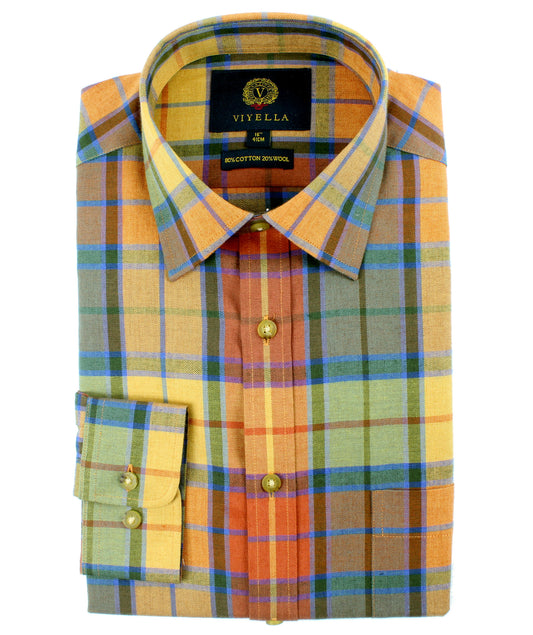 Viyella - Plaid Shirt | 80% Cotton 20% Wool - Colour: Autumn