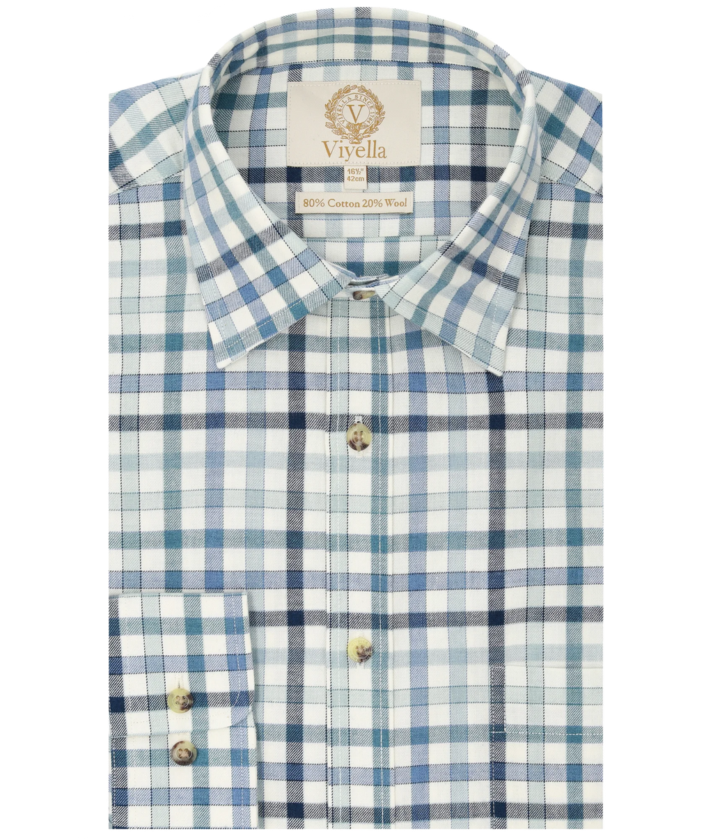 Viyella VY4150-940 Park Lane Blue club check shirt, folded front