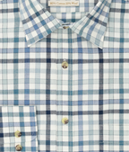 Viyella VY4150-940 Park Lane Blue club check shirt, collar and fabric detail