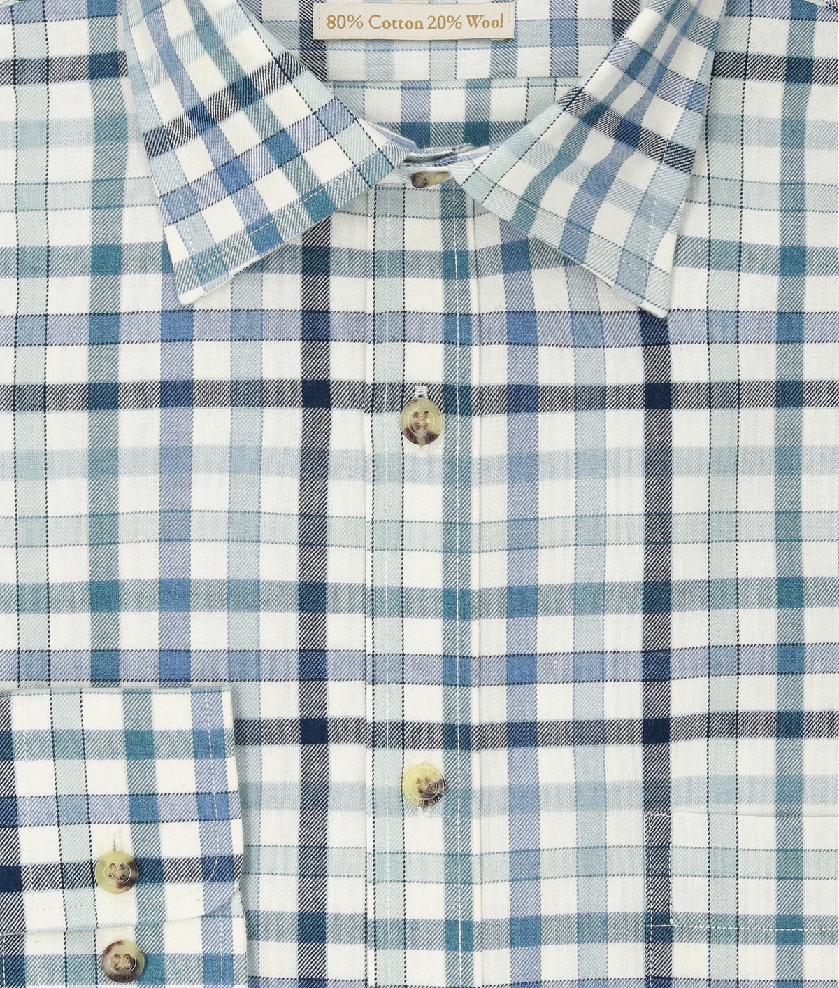 Viyella VY4150-940 Park Lane Blue club check shirt, collar and fabric detail