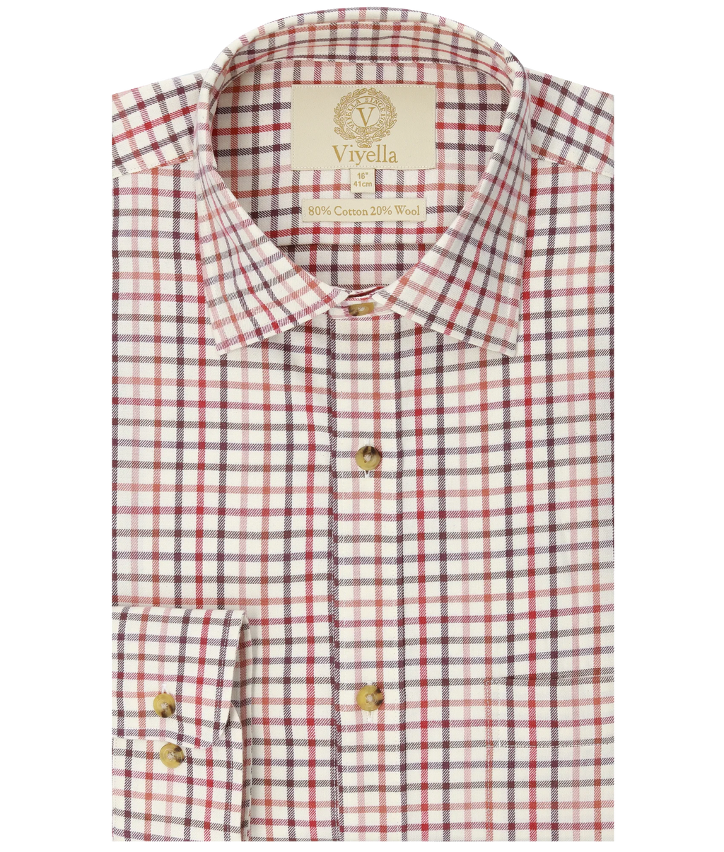 Viyella VY4159-023 Burgundy tattersall shirt, folded front