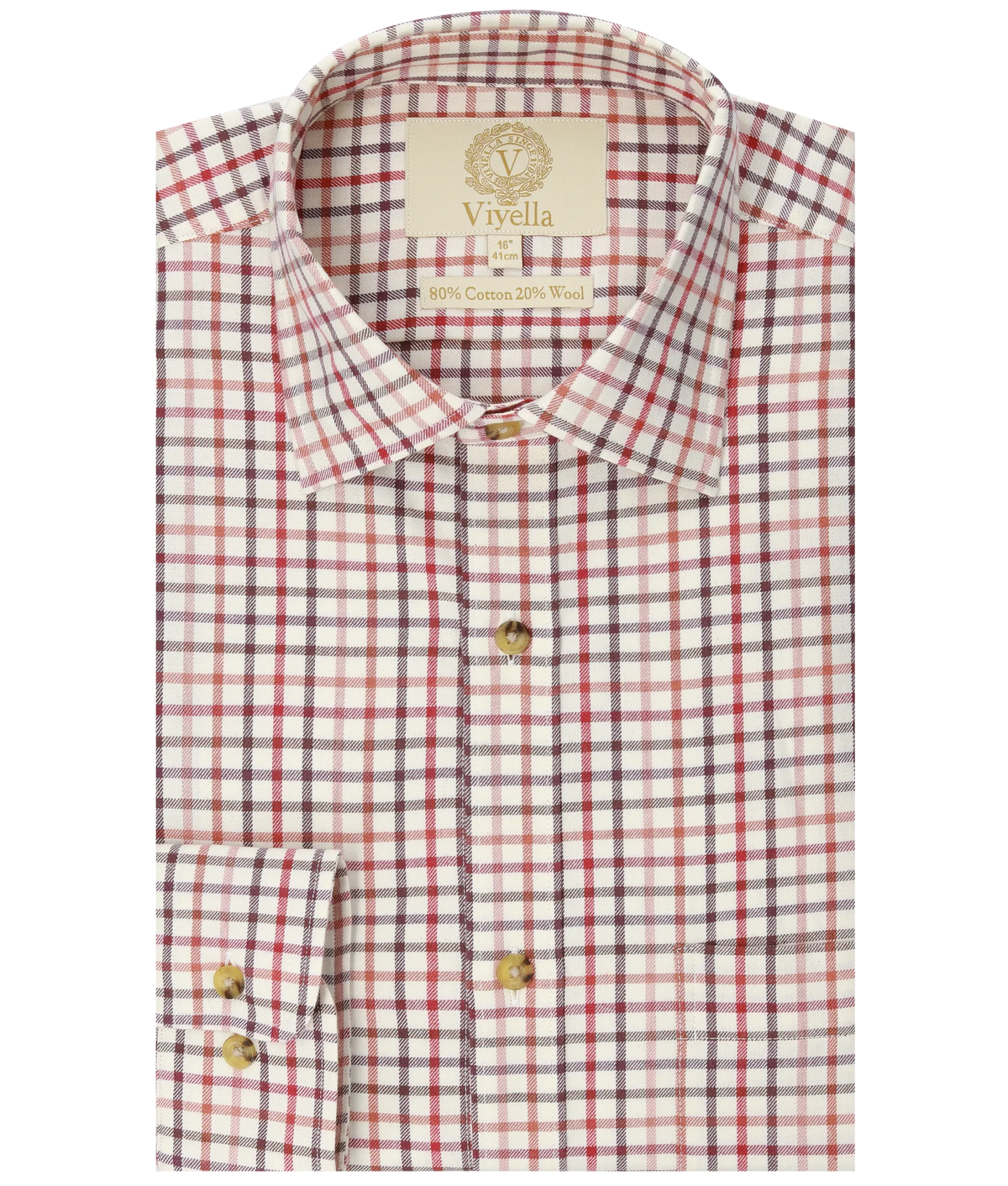 Viyella VY4159-023 Burgundy tattersall shirt, folded front