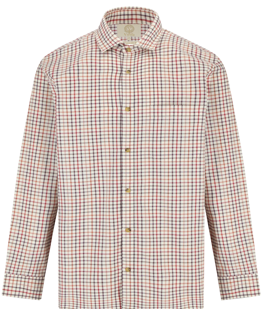 Viyella VY4159-023 Burgundy tattersall shirt, full front