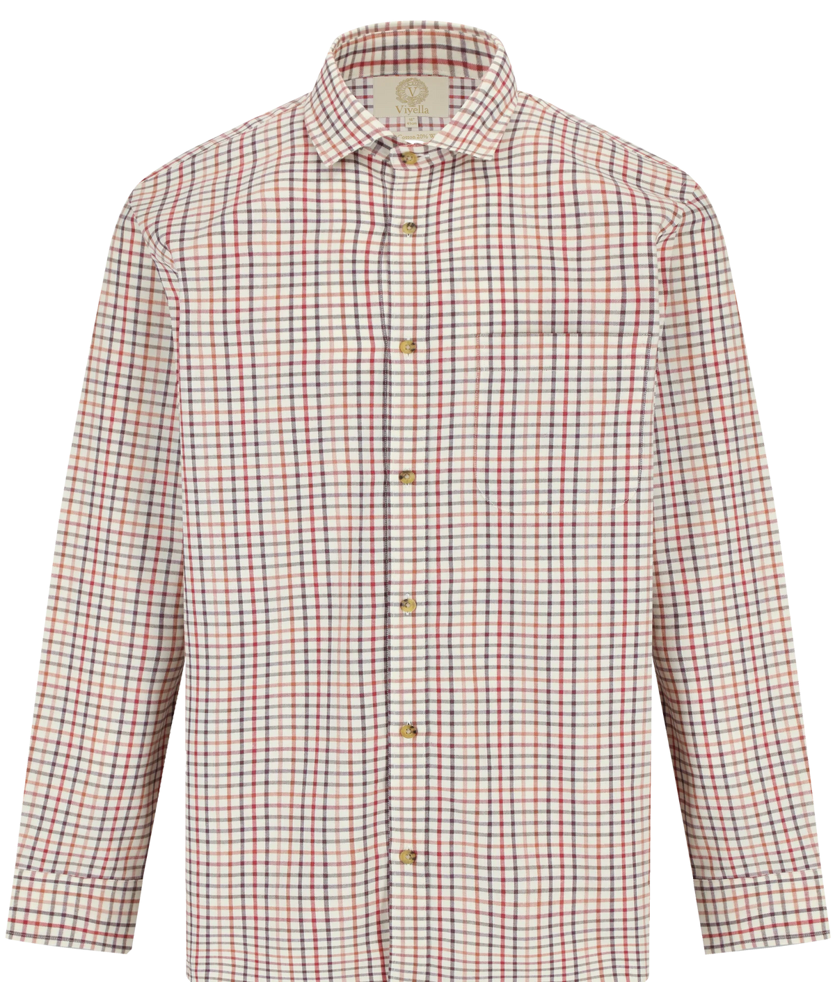 Viyella VY4159-023 Burgundy tattersall shirt, full front