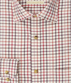 Viyella VY4159-023 Burgundy tattersall shirt, collar and fabric detail