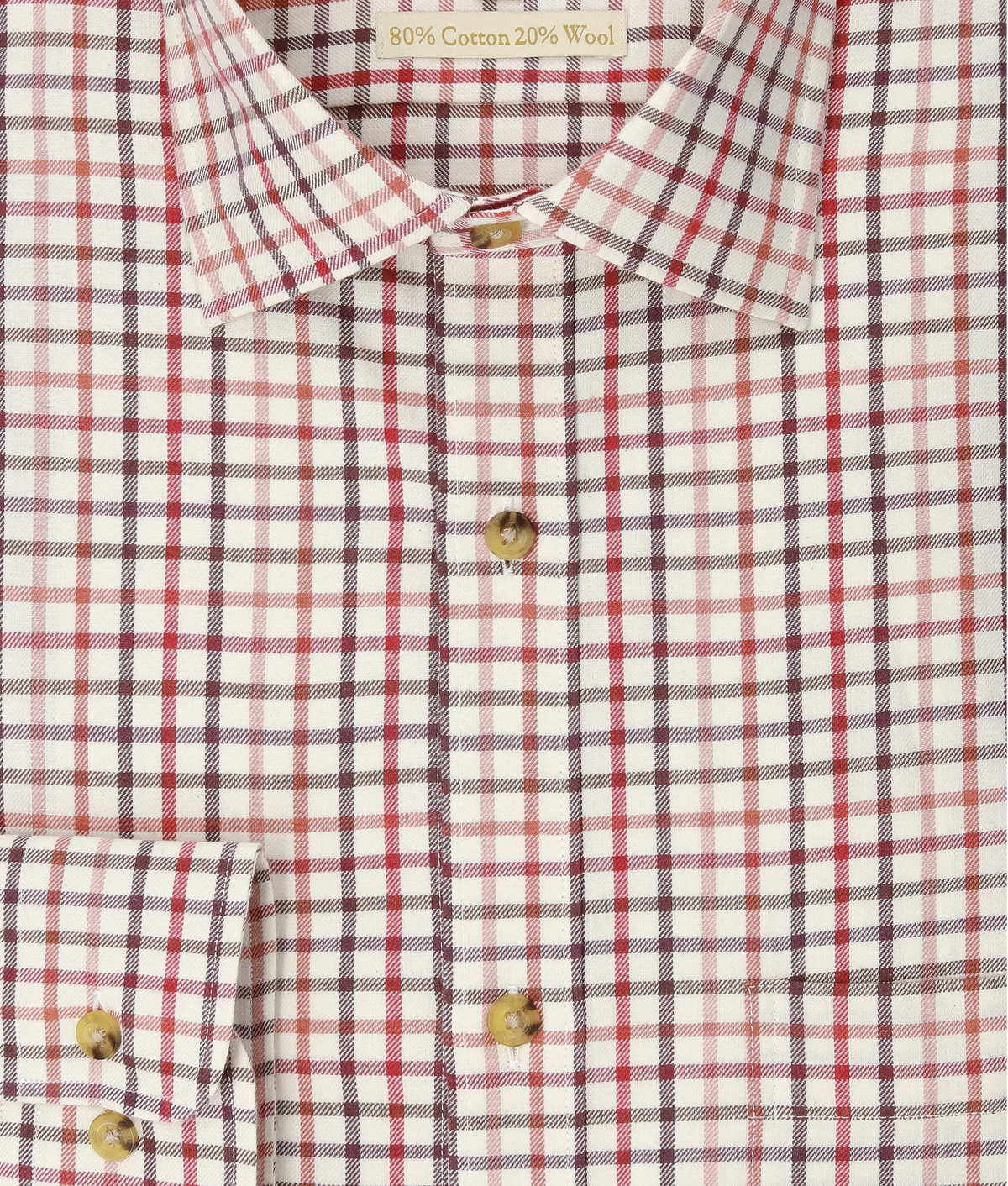 Viyella VY4159-023 Burgundy tattersall shirt, collar and fabric detail