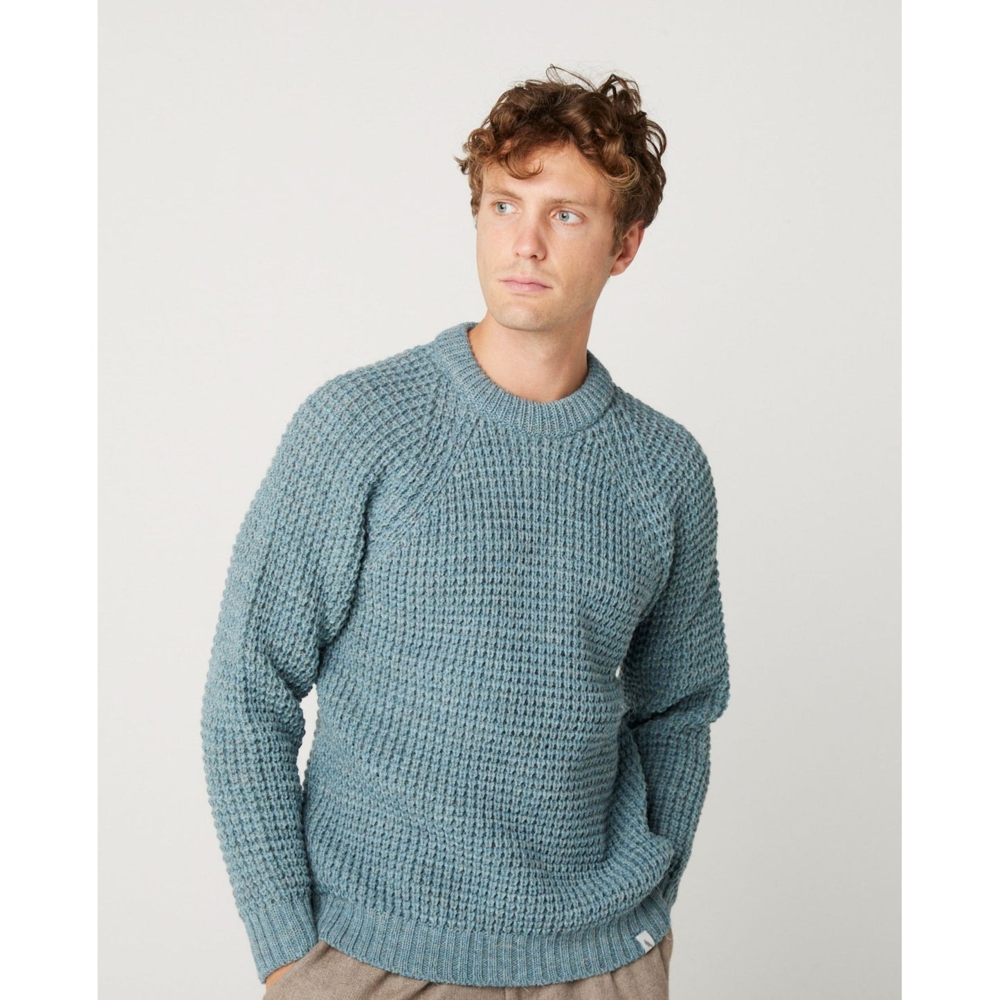 Peregrine - Waffle Crew Neck Jumper - Colour: Seafoam