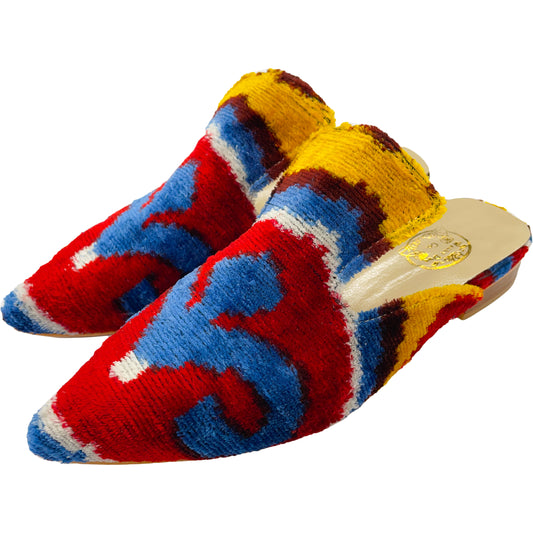 Wally Dug Co - Leather Sole Mules - Colour: Red / Blue / Gold