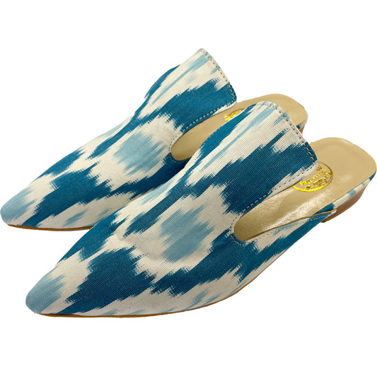 Wally Dug Co - Leather Sole Mules - Colour: Blue / White / Sky