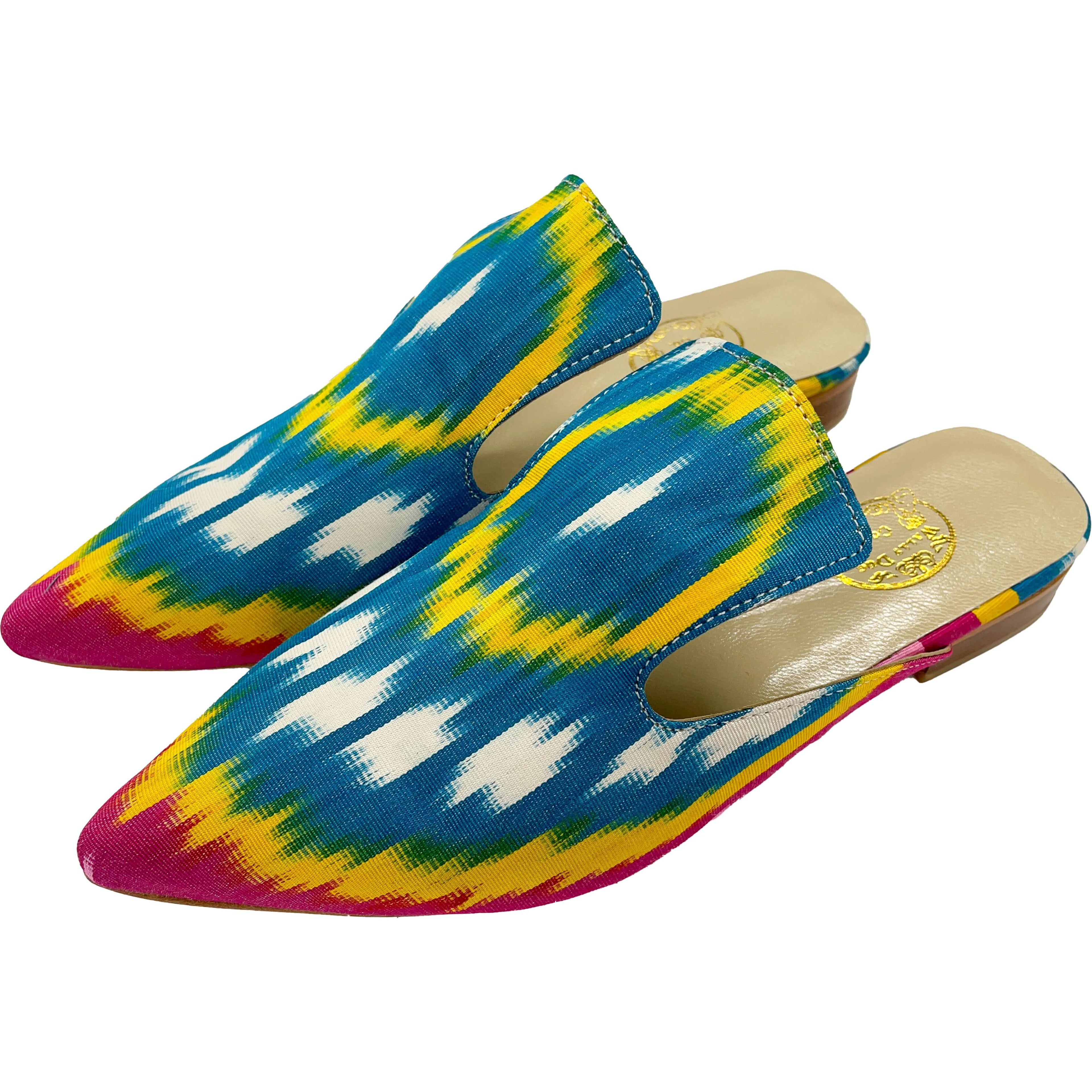 Wally Dug Co - Leather Sole Mules - Colour: Blue / Pink / Gold