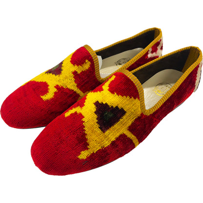 Wally Dug Co - Leather Sole Slippers - Colour: Red / Gold