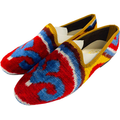 Wally Dug Co - Leather Sole Slippers - Colour: Blue / White / Red