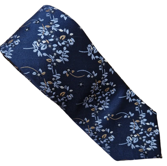 Van Buck - Floral Spray Woven Tie - Colour: Navy /Sky