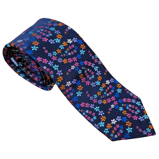 Van Buck - Multi Floral Woven Tie - Colour: Flower Blue