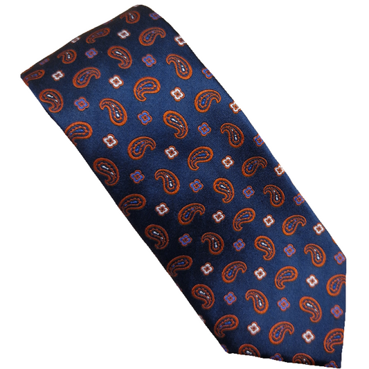 Van Buck - Neat Paisley Woven Tie - Colour: Navy