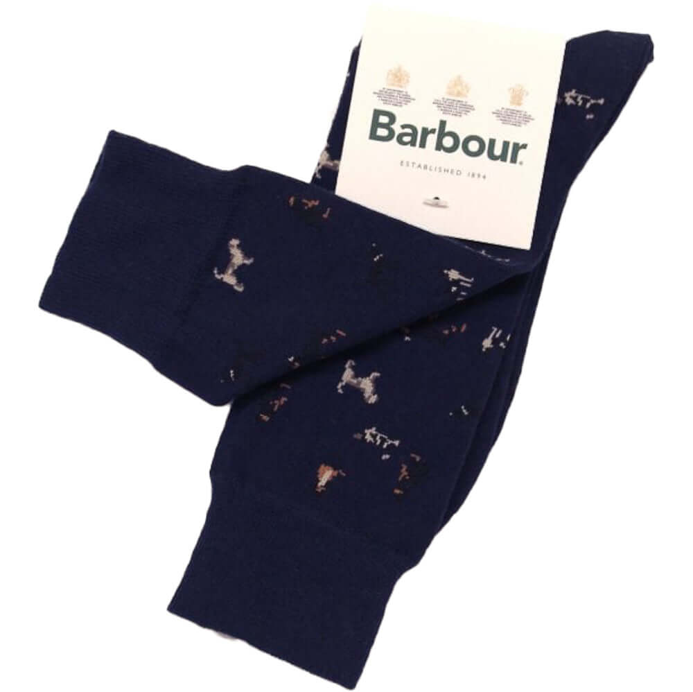 Barbour Mavin dog socks in Navy Dogs, product view