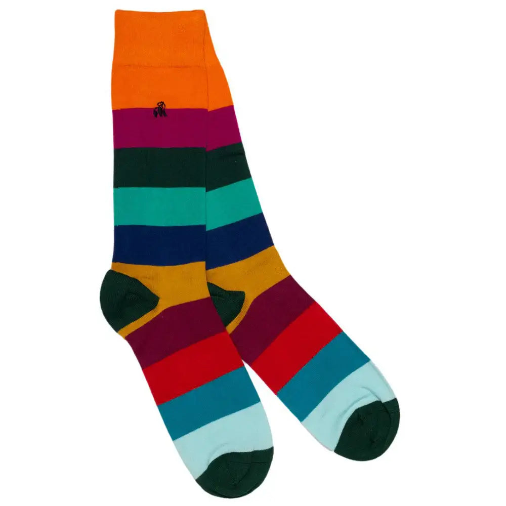 Swole Panda Bamboo Striped Socks in Block Stripe