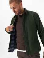 Brax Kay cord collar overshirt in Pine - collar detail
