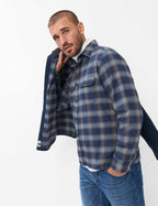 Brax Kay flannel overshirt in Navy - check detail