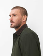 Brax Kay cord collar overshirt in Pine - fabric detail