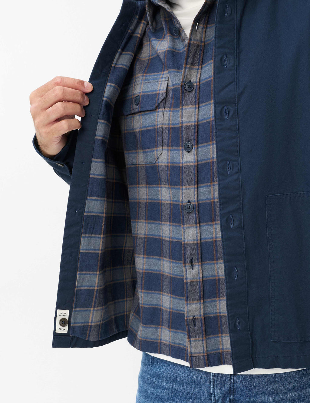 Brax Kay cord collar overshirt in Night Blue - fabric detail