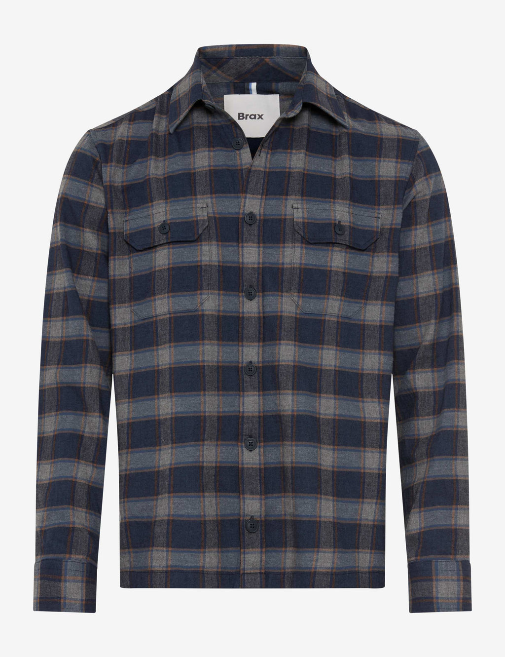 Brax Kay flannel overshirt in Navy - product front