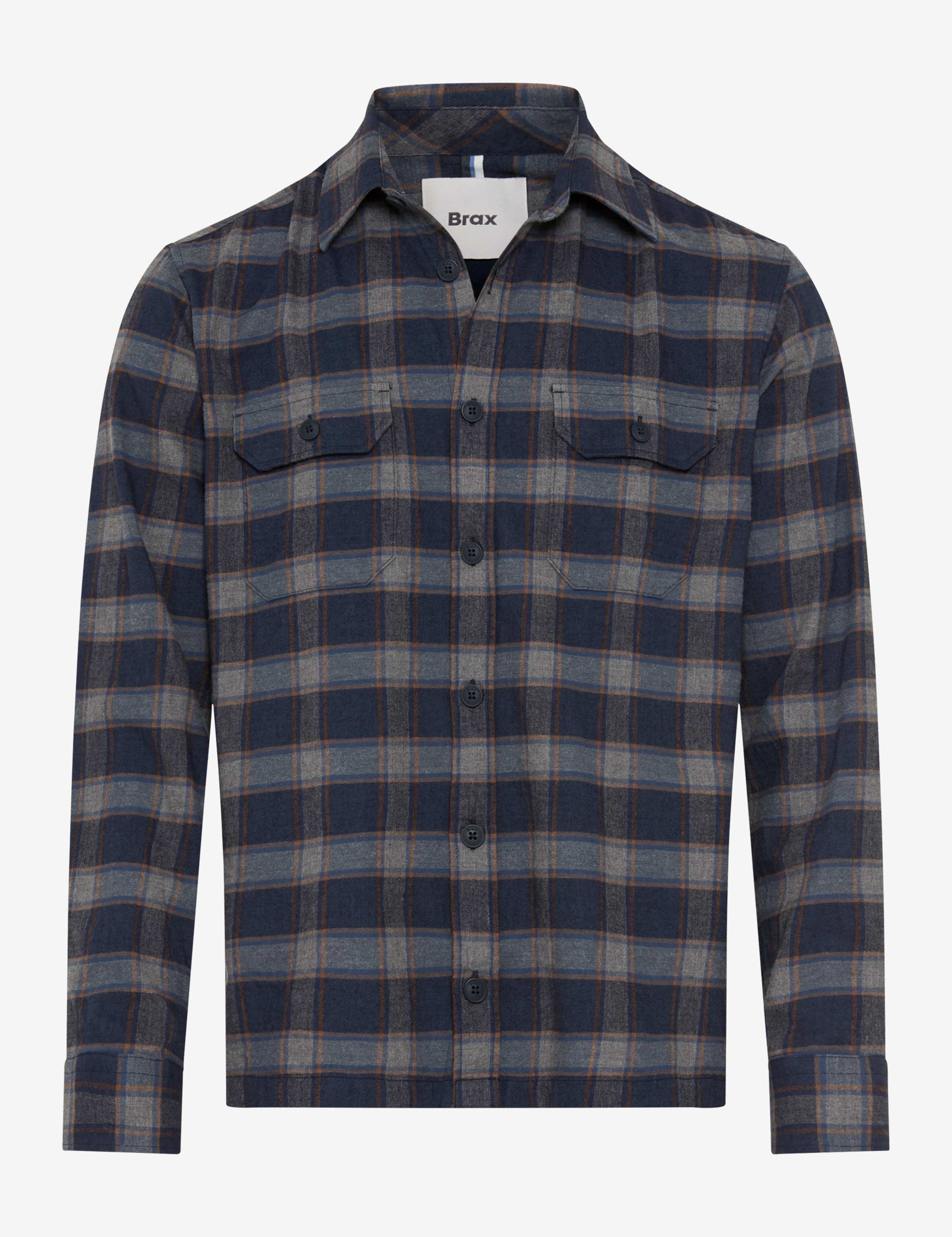 Brax Kay flannel overshirt in Navy - product front