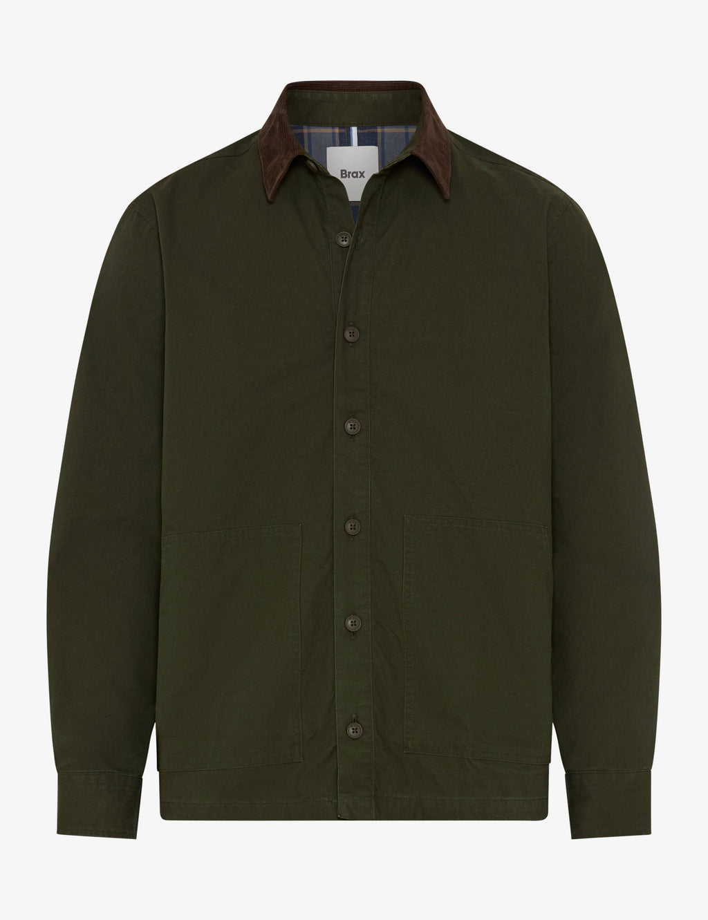 Brax Kay cord collar overshirt in Pine - product front