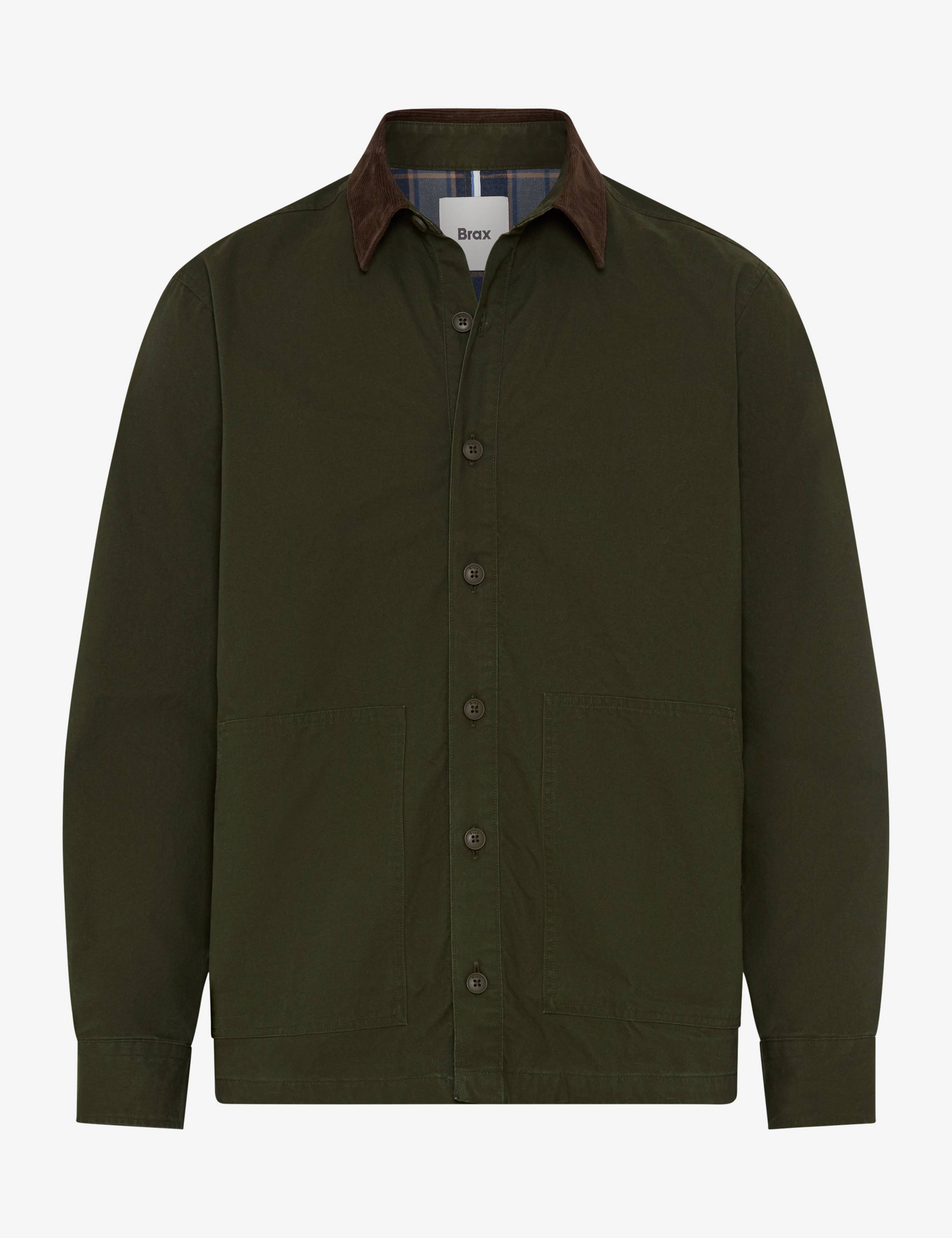 Brax Kay cord collar overshirt in Pine - product front