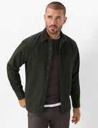 Brax Kay cord collar overshirt in Pine - model front