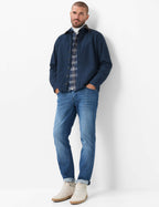 Brax Kay cord collar overshirt in Night Blue - outfit view