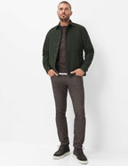 Brax Kay cord collar overshirt in Pine - outfit view