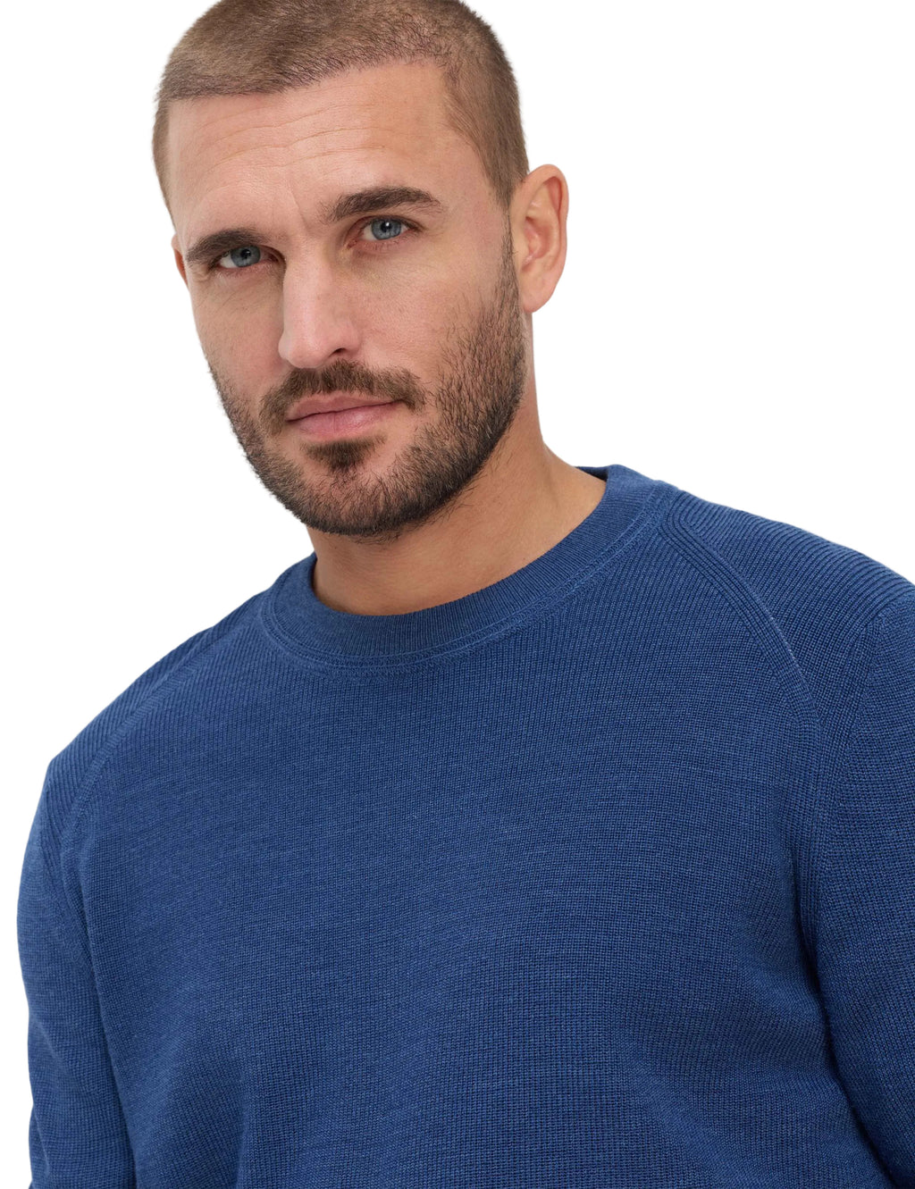 Brax Roy crew neck jumper in Steel Blue - fabric detail