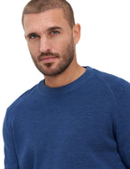 Brax Roy crew neck jumper in Steel Blue - fabric detail