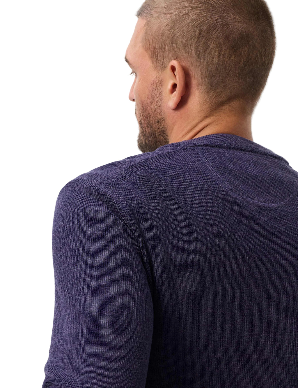 Brax Roy crew neck jumper in Plum - fabric detail