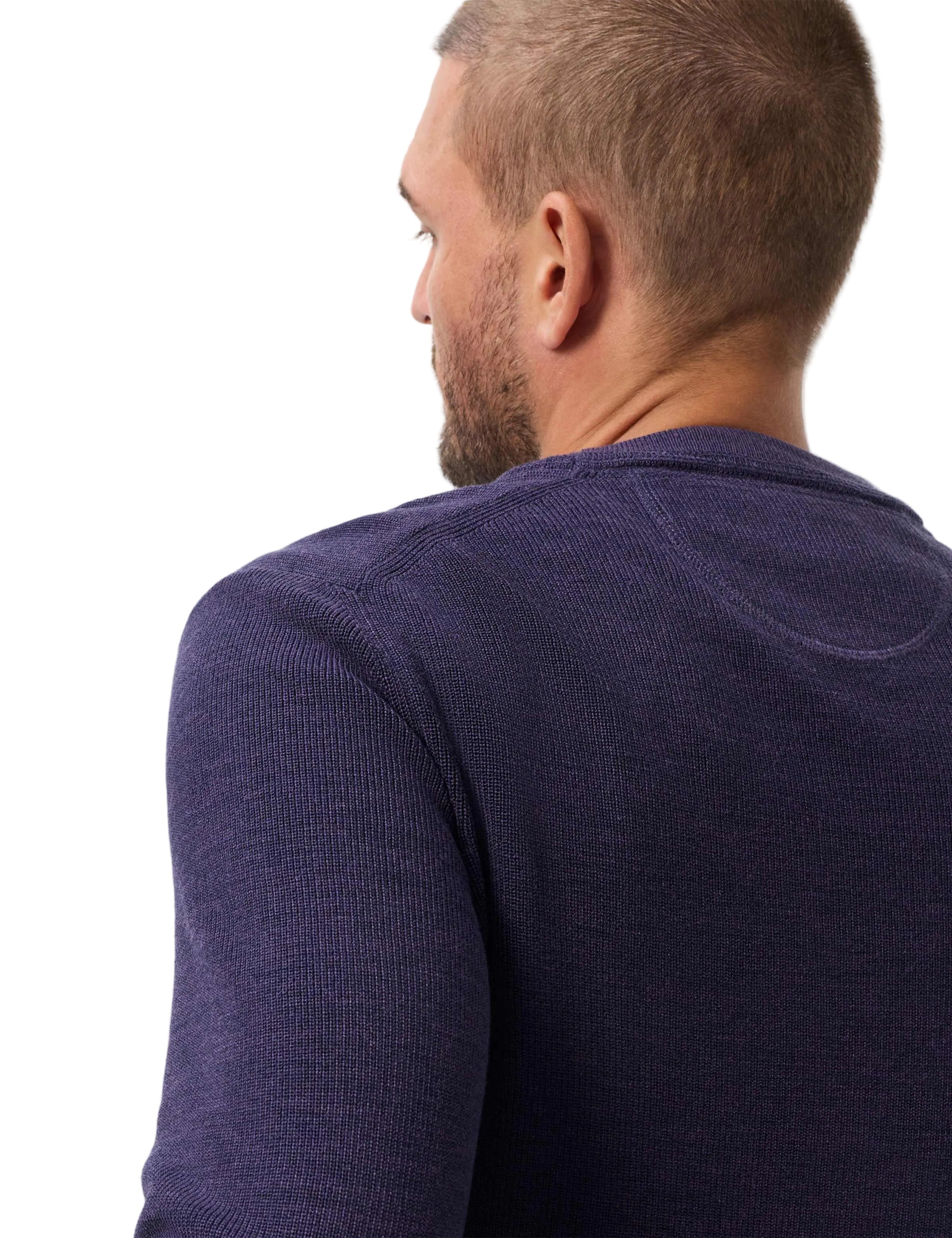 Brax Roy crew neck jumper in Plum - fabric detail