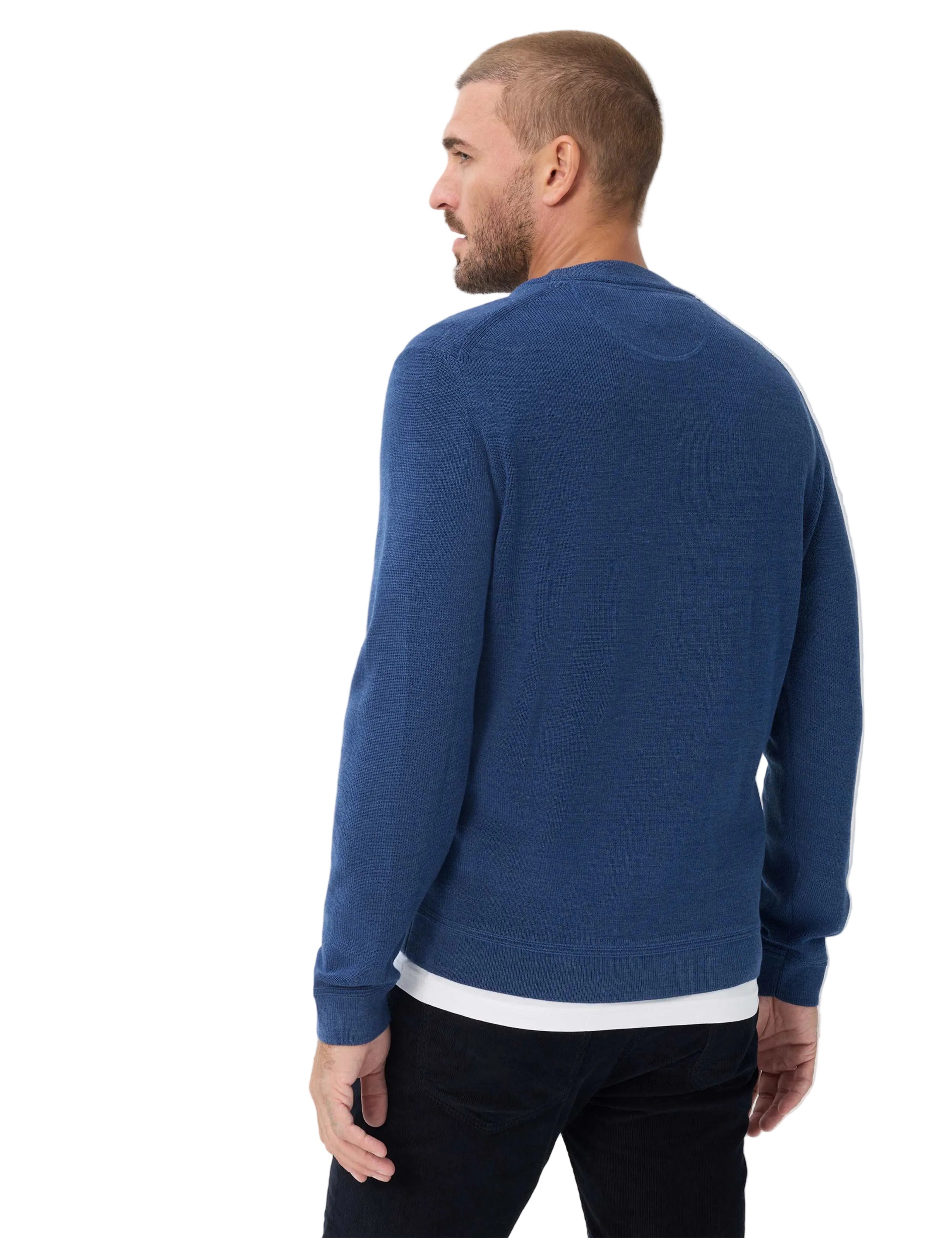 Brax Roy crew neck jumper in Steel Blue - model back
